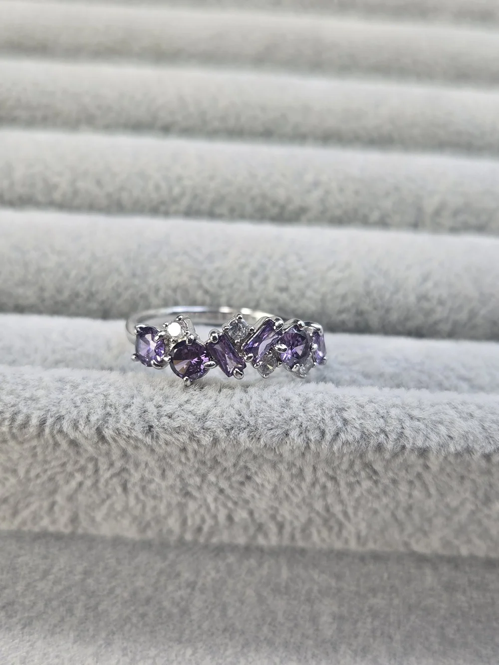 Size 8 925 Sterling Silver Amethyst Bomb Party Ring